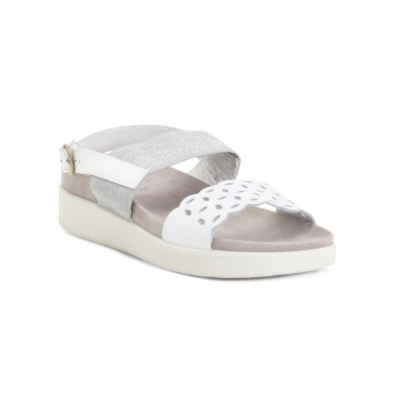 ENVAL SOFT White Made In Italy Leather Comfort Flat Sandals - Picture 1 of 2